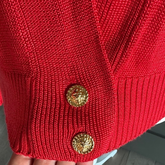 Fia Italia Elegant Red Women's Cardigan Sweater Size M - Picture 2 of 11
